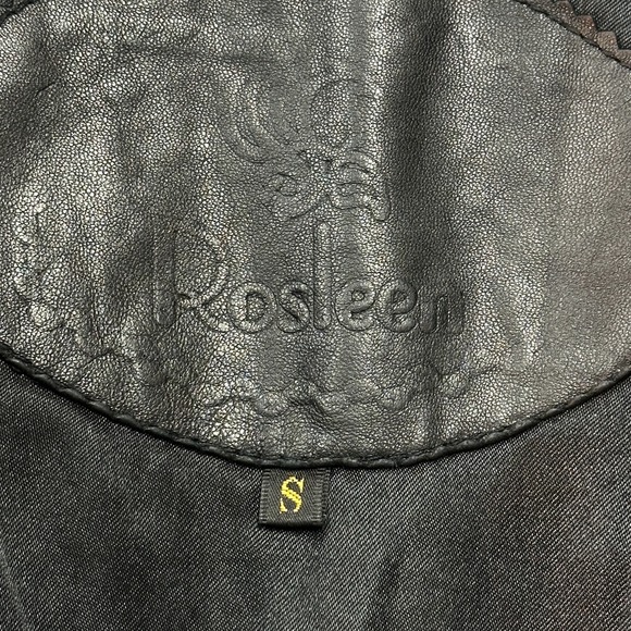 Rosleen Leather Bomber Jacket Mens S Black Quilted Front Full Zip Inner Pockets - Picture 10 of 16